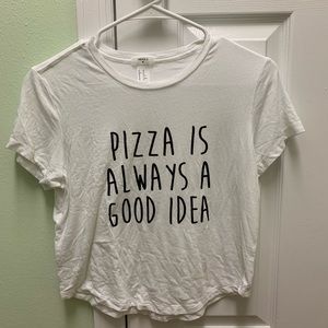 Forever 21 pizza is always a good idea tee white